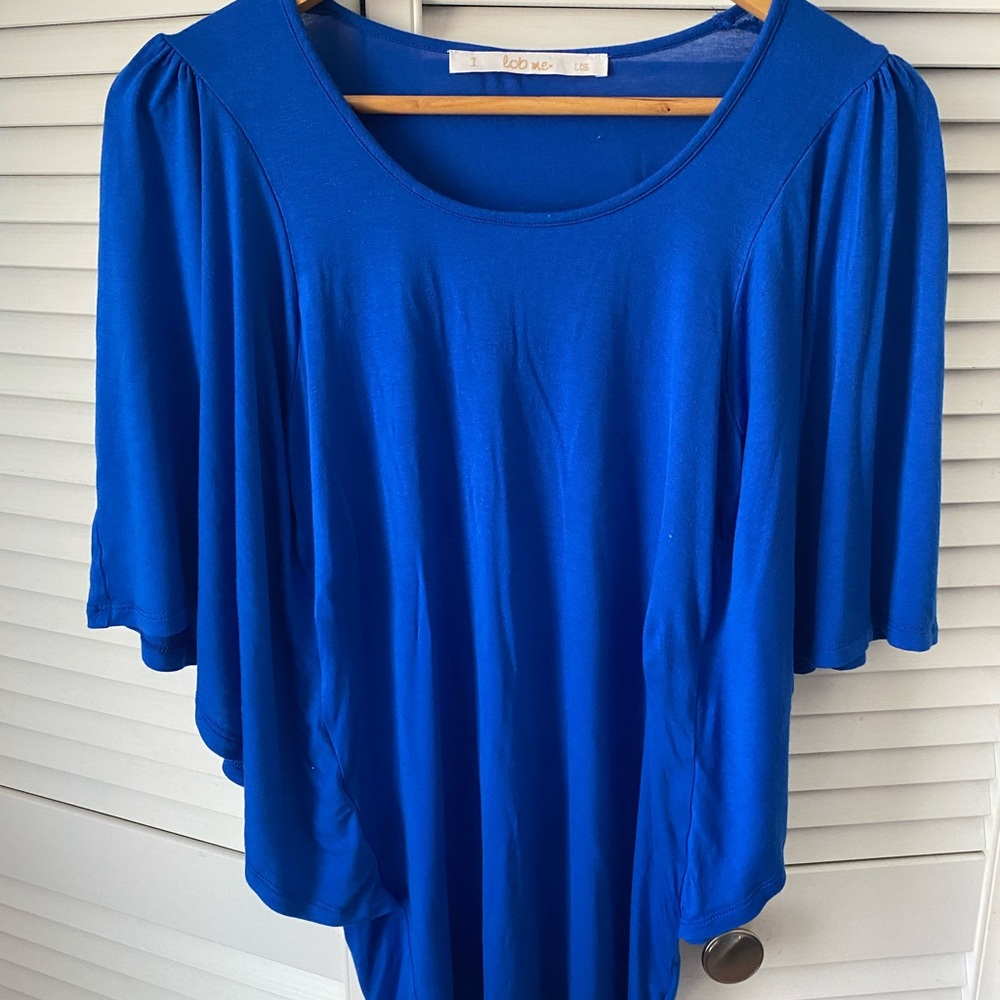 Vibrant Blue Draped Women's Blouse